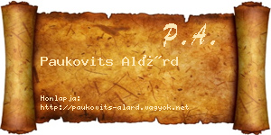 Paukovits Alárd névjegykártya